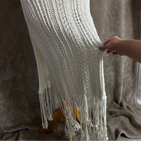 Jonathan Simkhai Ivory Kamilah Crochet Fringe Tank Midi Dress Small NWOT - Picture 12 of 13